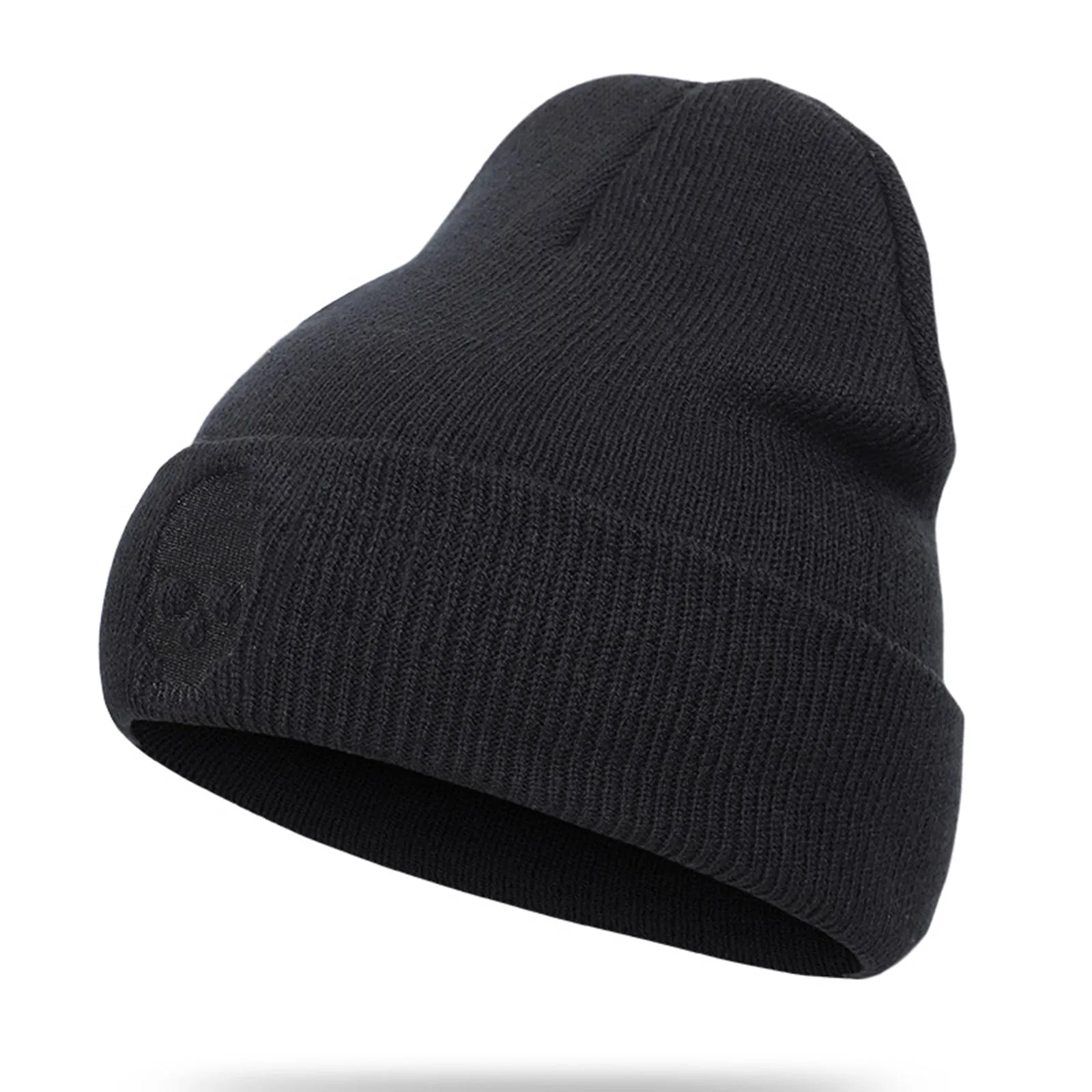 SKULL GRAPHIC EMBROIDERED KNITTED BEANIE HAT