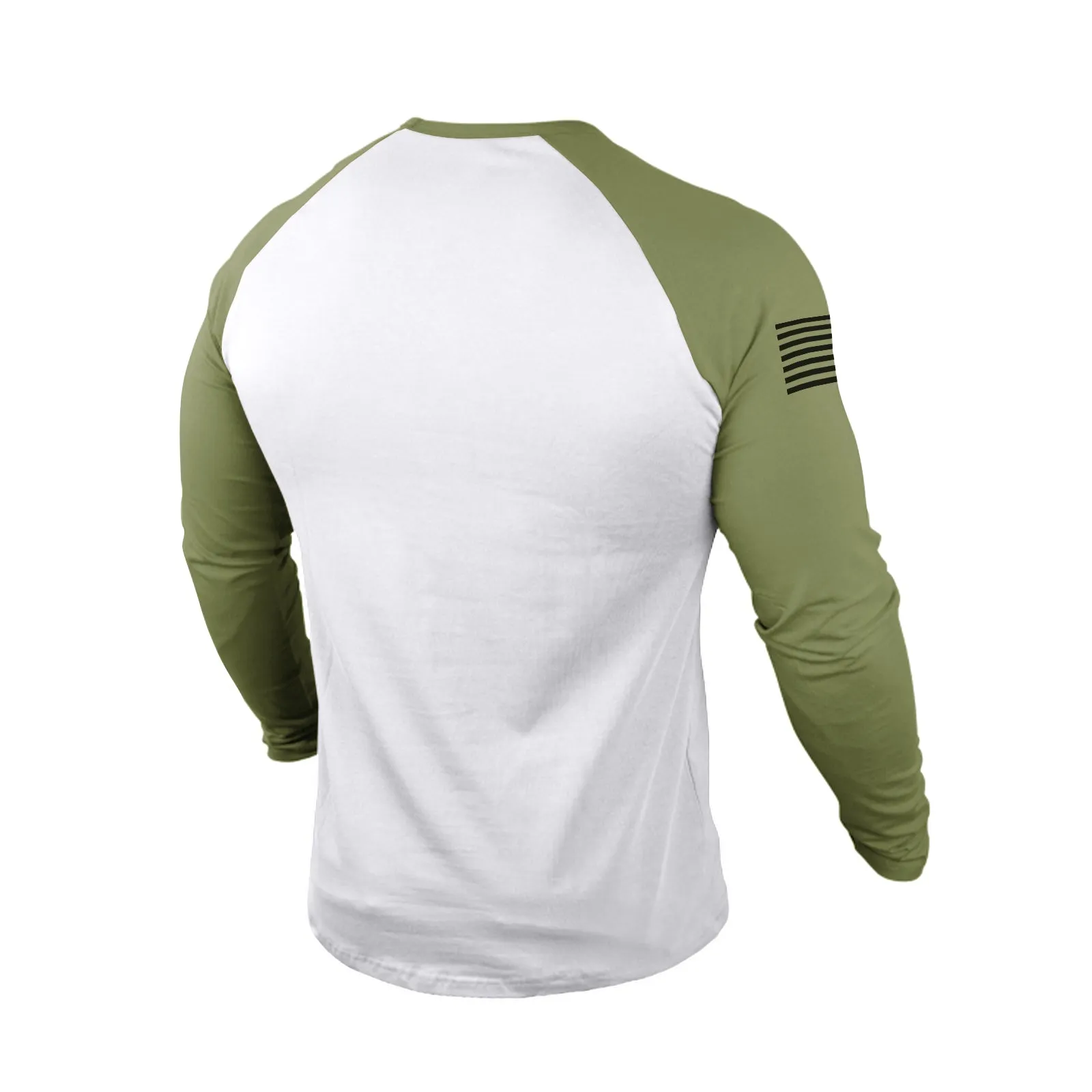 SKULL USA FLAG 100% COTTON RAGLAN GRAPHIC LONG SLEEVE T-SHIRT