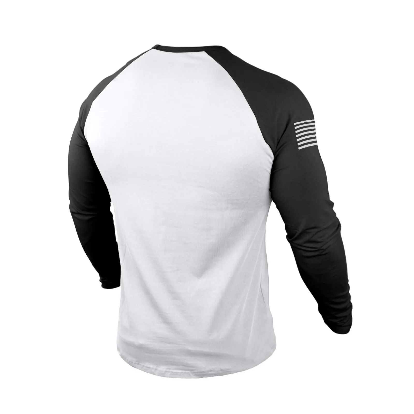 SKULL USA FLAG 100% COTTON RAGLAN GRAPHIC LONG SLEEVE T-SHIRT