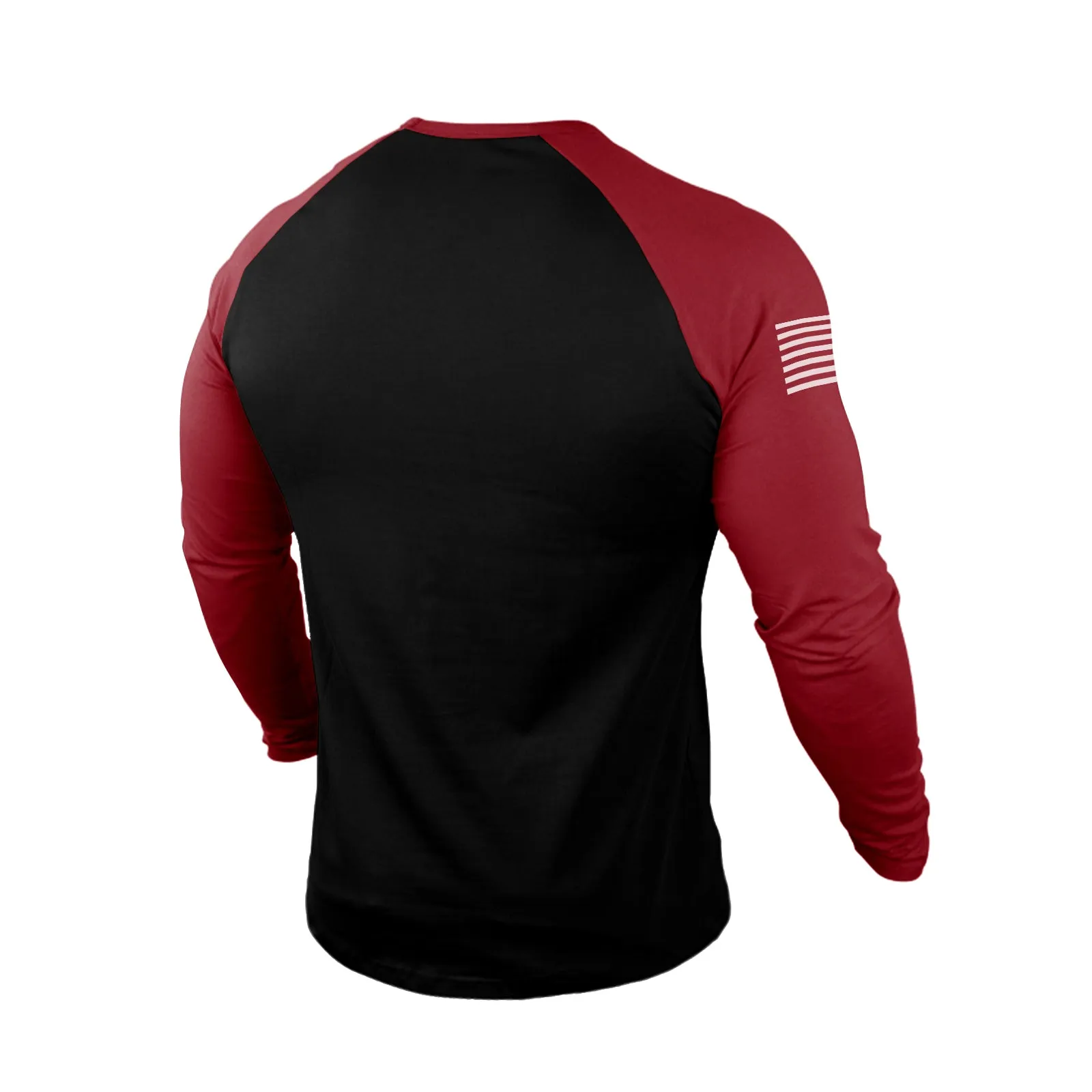 SKULL USA FLAG 100% COTTON RAGLAN GRAPHIC LONG SLEEVE T-SHIRT