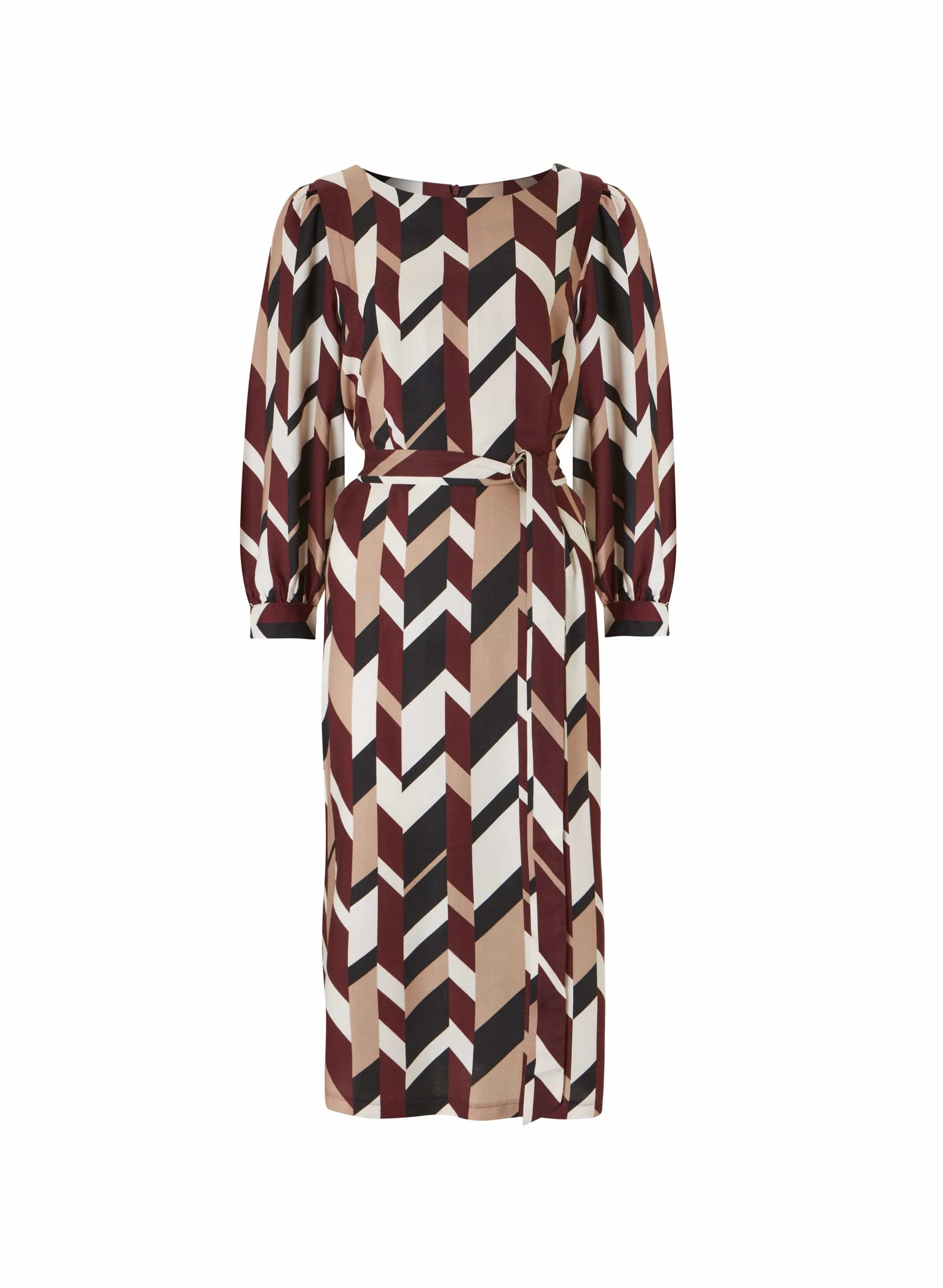 Skye Herringbone Print Viscose Midi Dress | Redwood