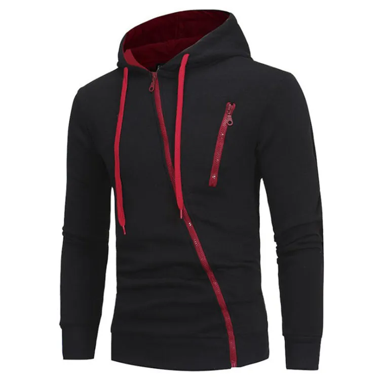 SLANT ZIPPER UP POCKET HOODED JACKET