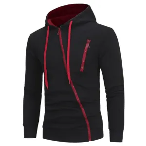 SLANT ZIPPER UP POCKET HOODED JACKET