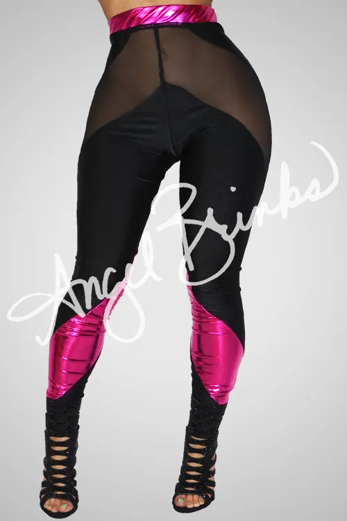 Slashed Leggings (Metallic Pink)