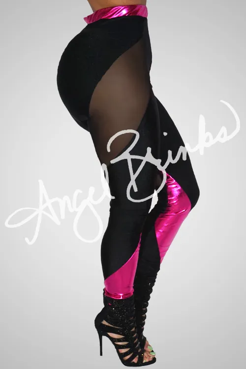 Slashed Leggings (Metallic Pink)