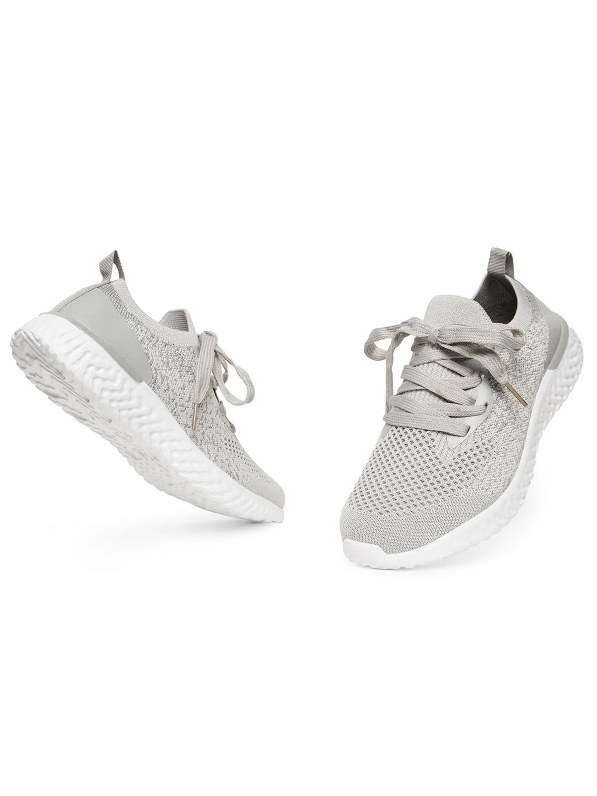 Solid Color Breathable Simple Casual Flyknit Sports Running Shoes