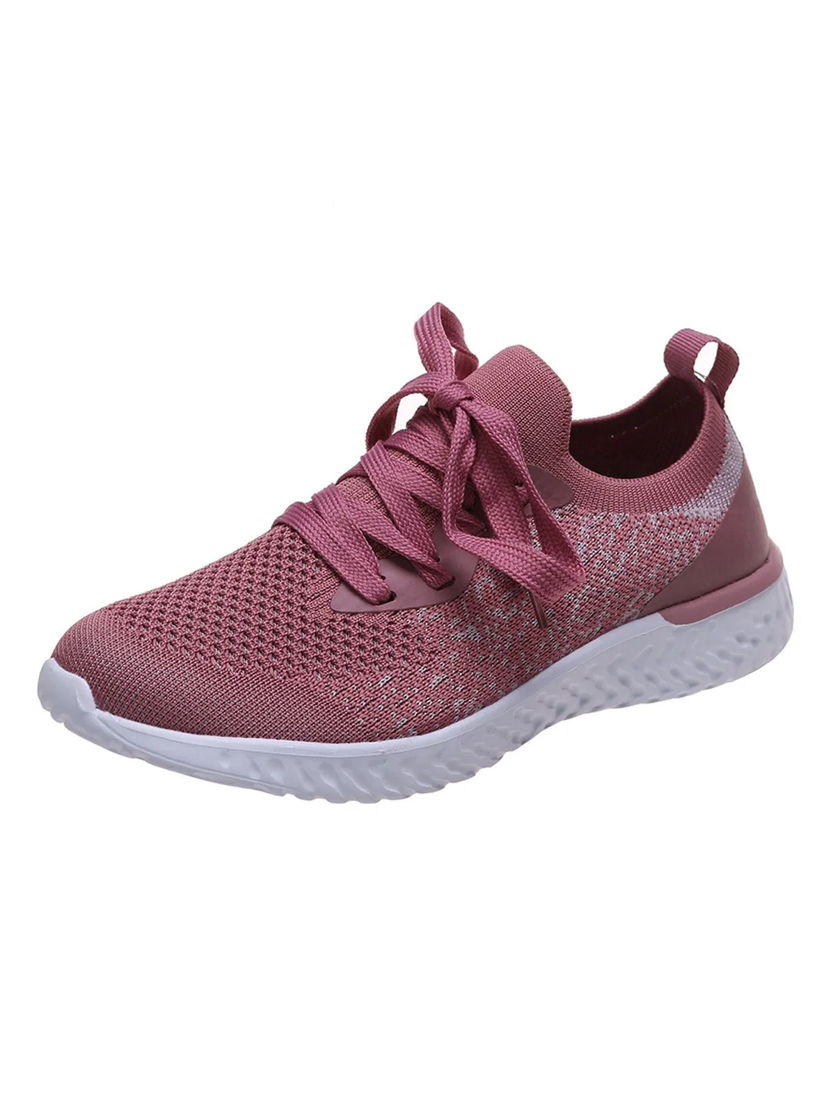 Solid Color Breathable Simple Casual Flyknit Sports Running Shoes