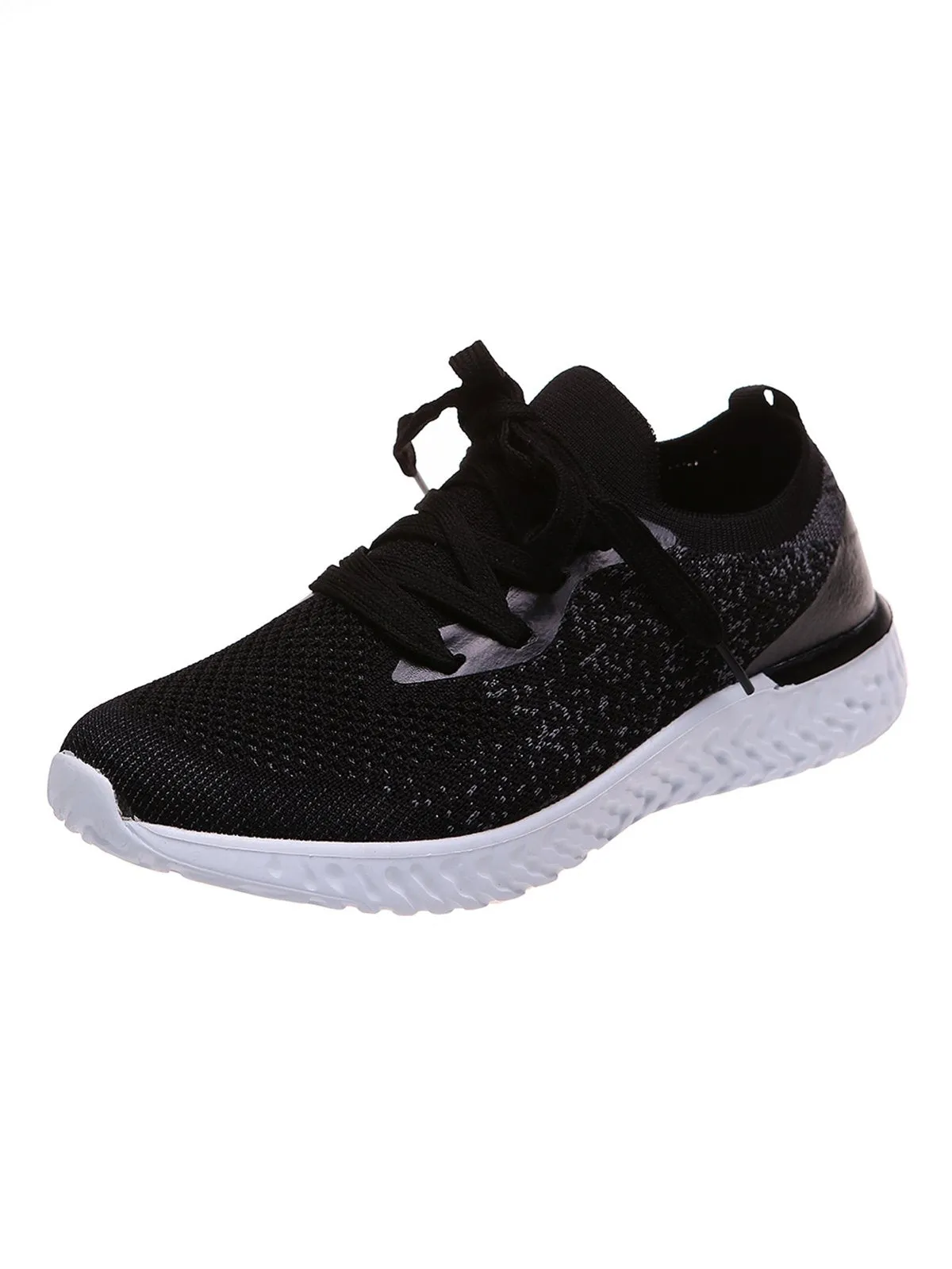 Solid Color Breathable Simple Casual Flyknit Sports Running Shoes