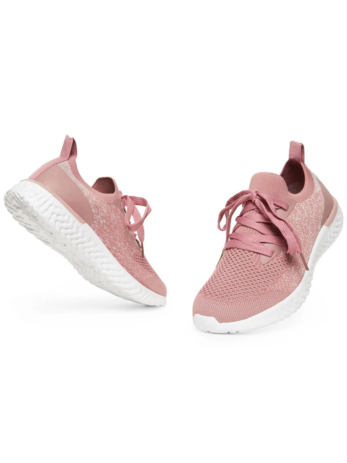 Solid Color Breathable Simple Casual Flyknit Sports Running Shoes