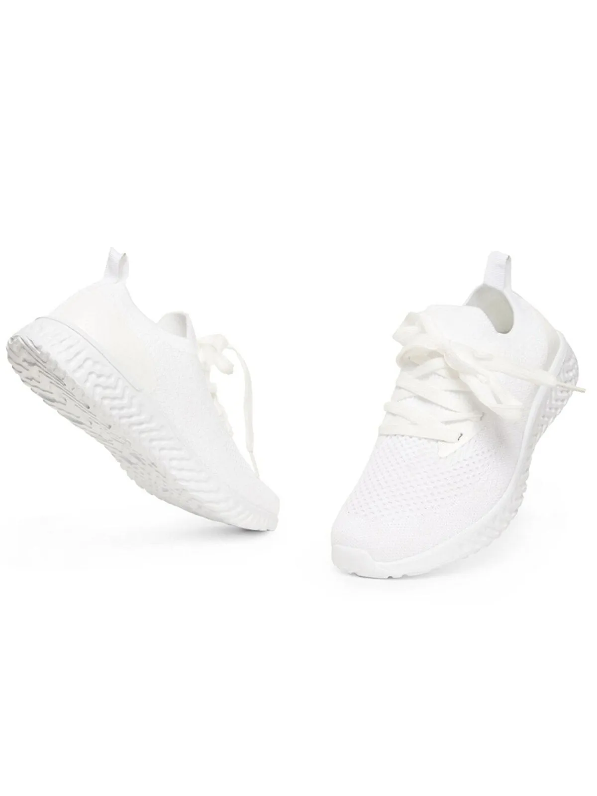 Solid Color Breathable Simple Casual Flyknit Sports Running Shoes