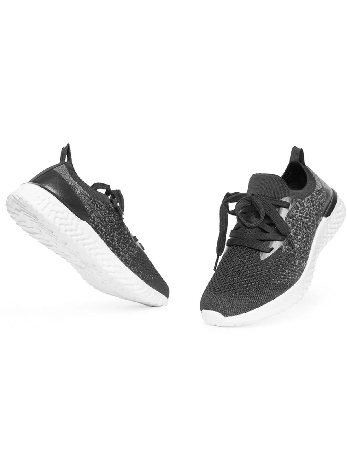 Solid Color Breathable Simple Casual Flyknit Sports Running Shoes