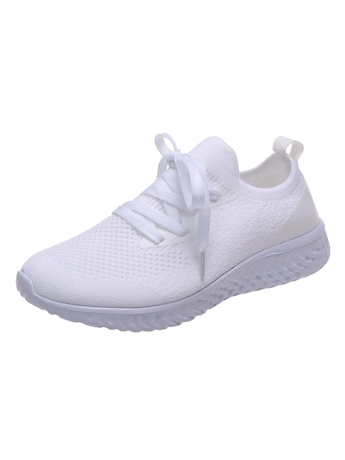 Solid Color Breathable Simple Casual Flyknit Sports Running Shoes