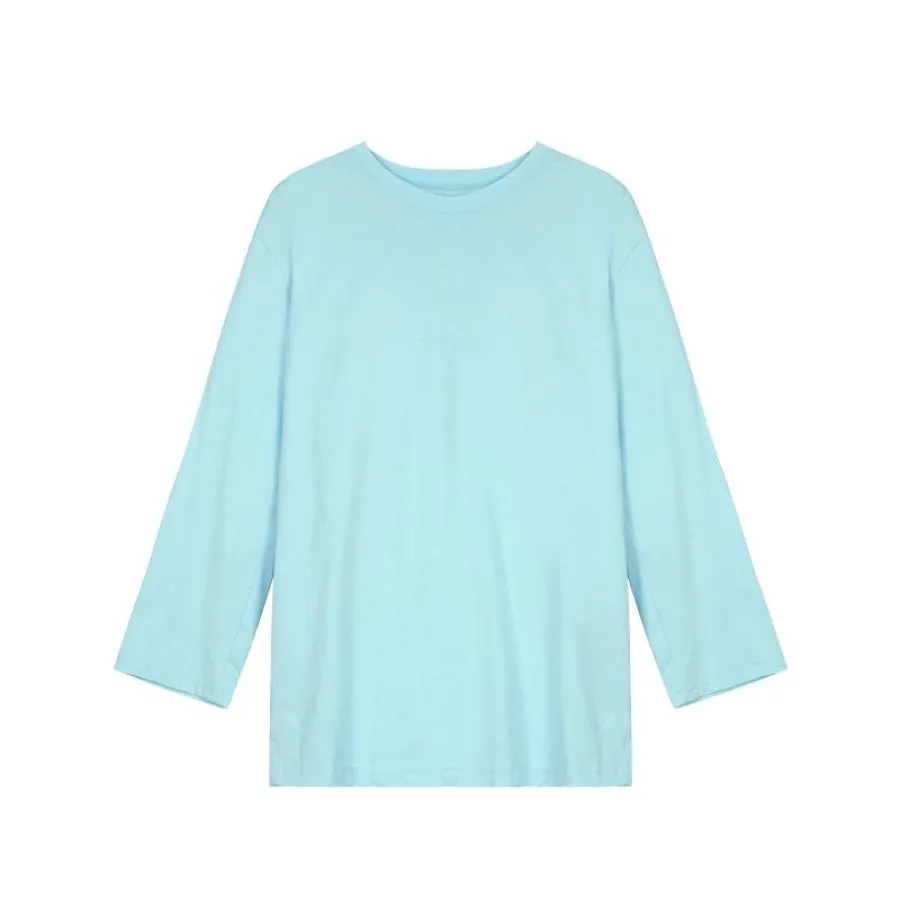 Solid Oversize Round Neck Pullover Basic Shirt