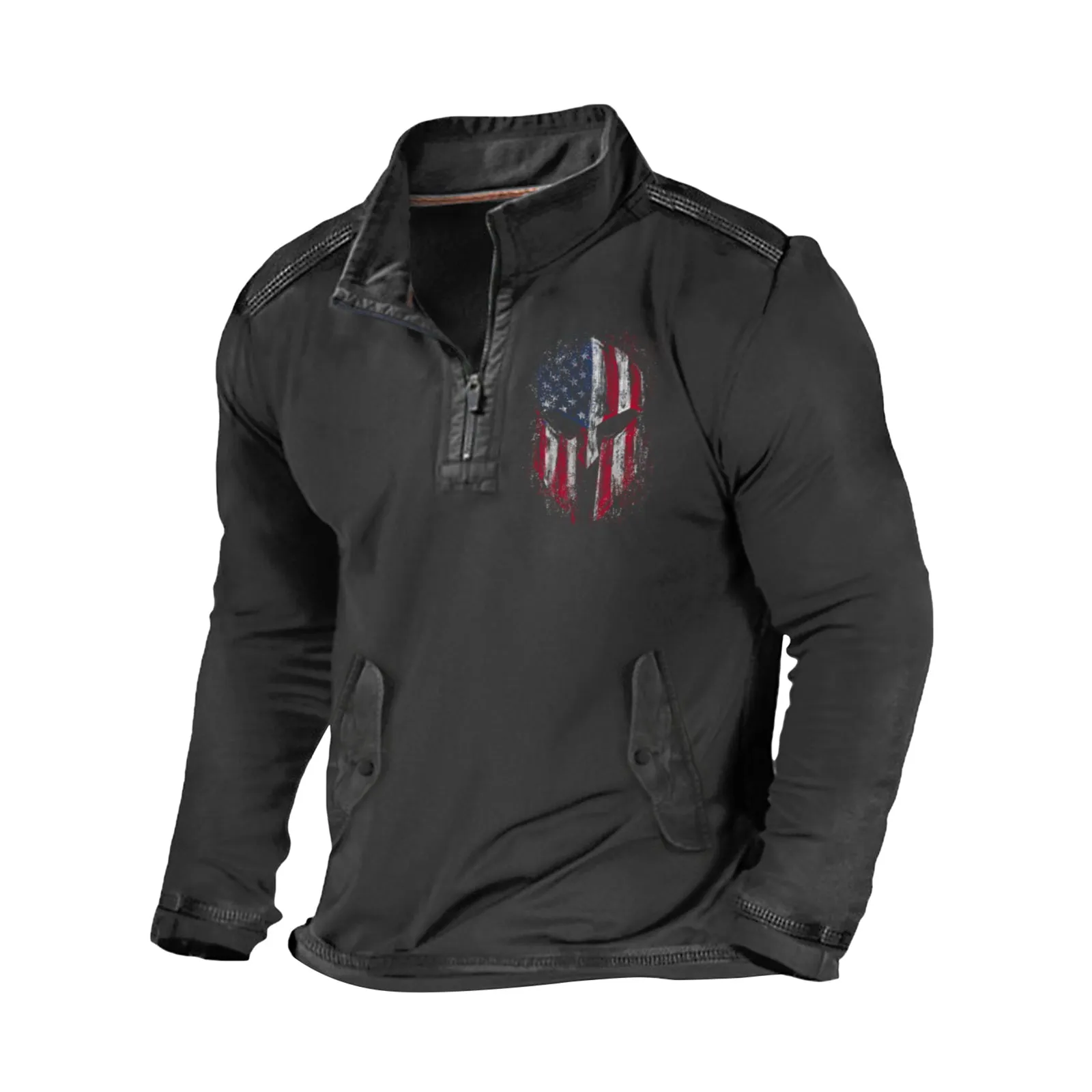 SPARTAN ZIPPER DOUBLE-POCKETS SWEATSHIRT