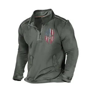 SPARTAN ZIPPER DOUBLE-POCKETS SWEATSHIRT