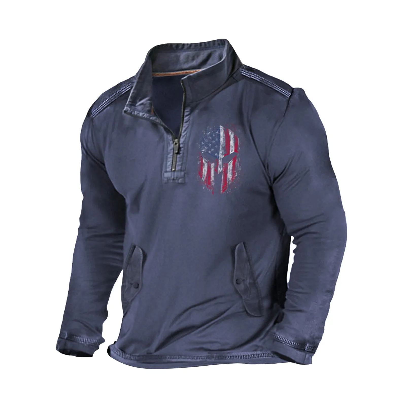 SPARTAN ZIPPER DOUBLE-POCKETS SWEATSHIRT