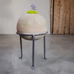 Sphere Planter with Footed Stand. Vintage Terracotta pot.