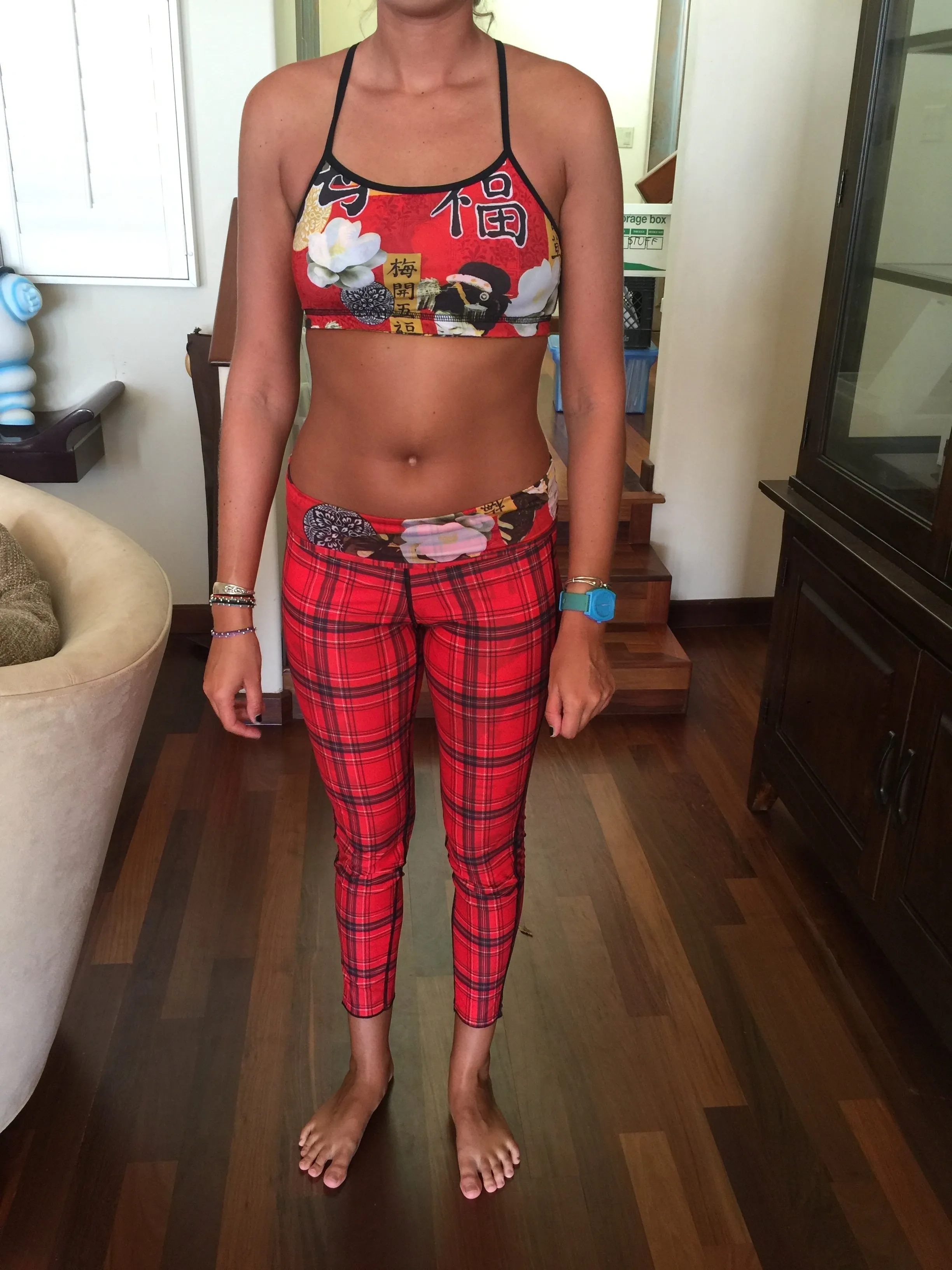 SPORTS BRA BRALET RED GEISHA/RED PLAID