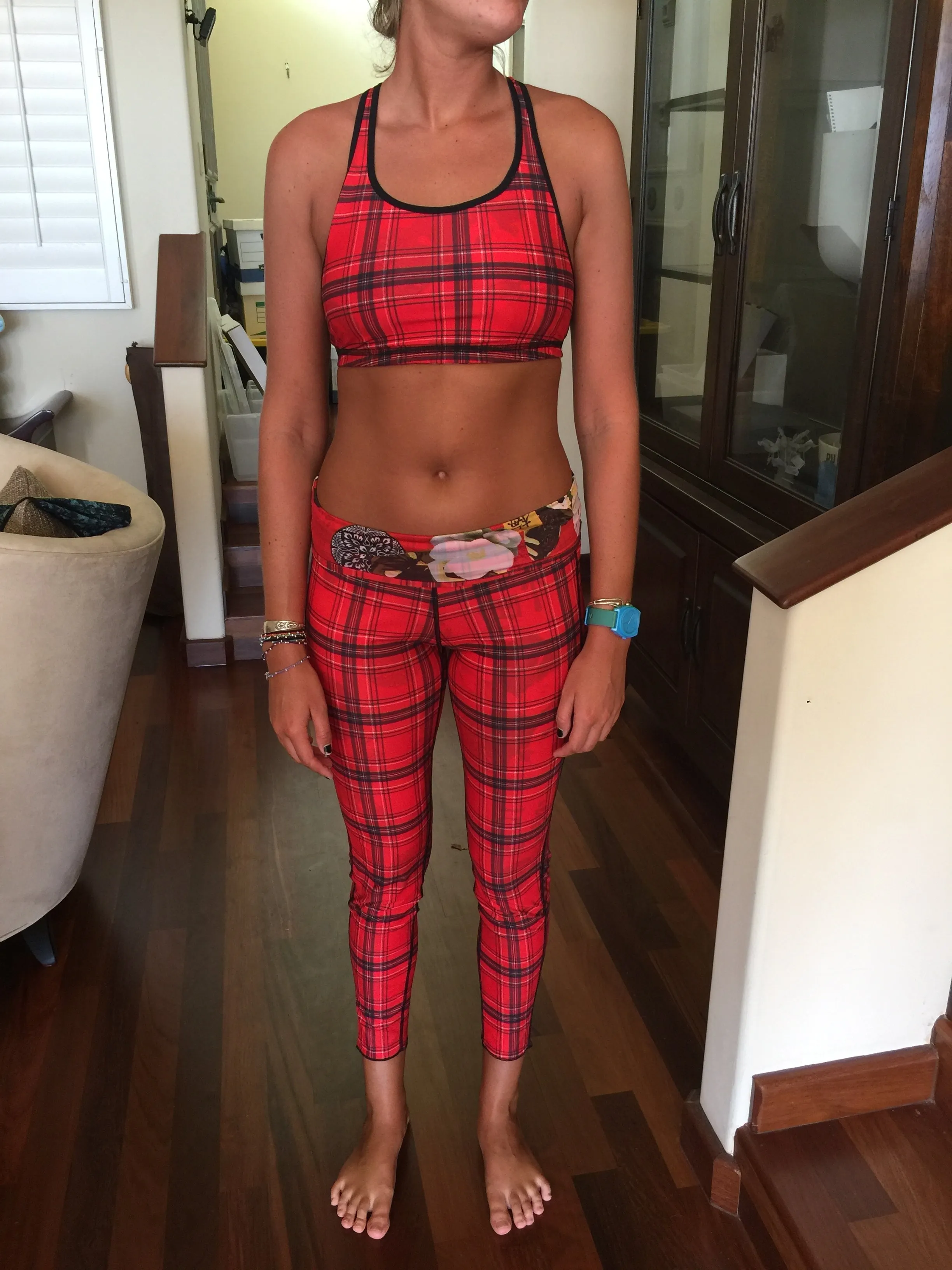 SPORTS BRA BRALET RED GEISHA/RED PLAID