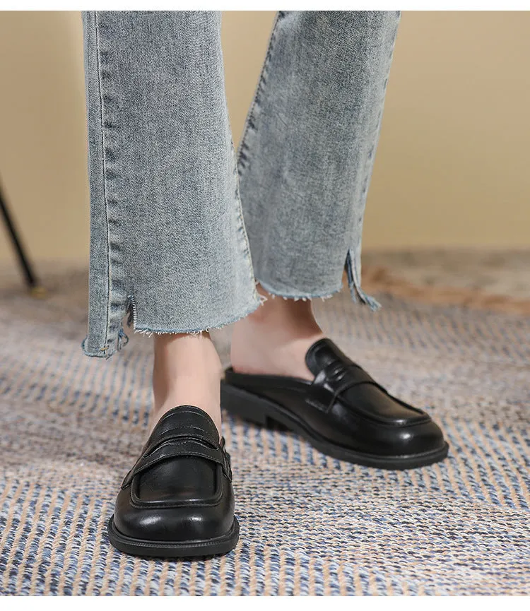 Spring And Autumn Single-layer Shoes Slip-on Toe Semi Slipper Women's Outdoor Vintage Soft Bottom Slippers Women