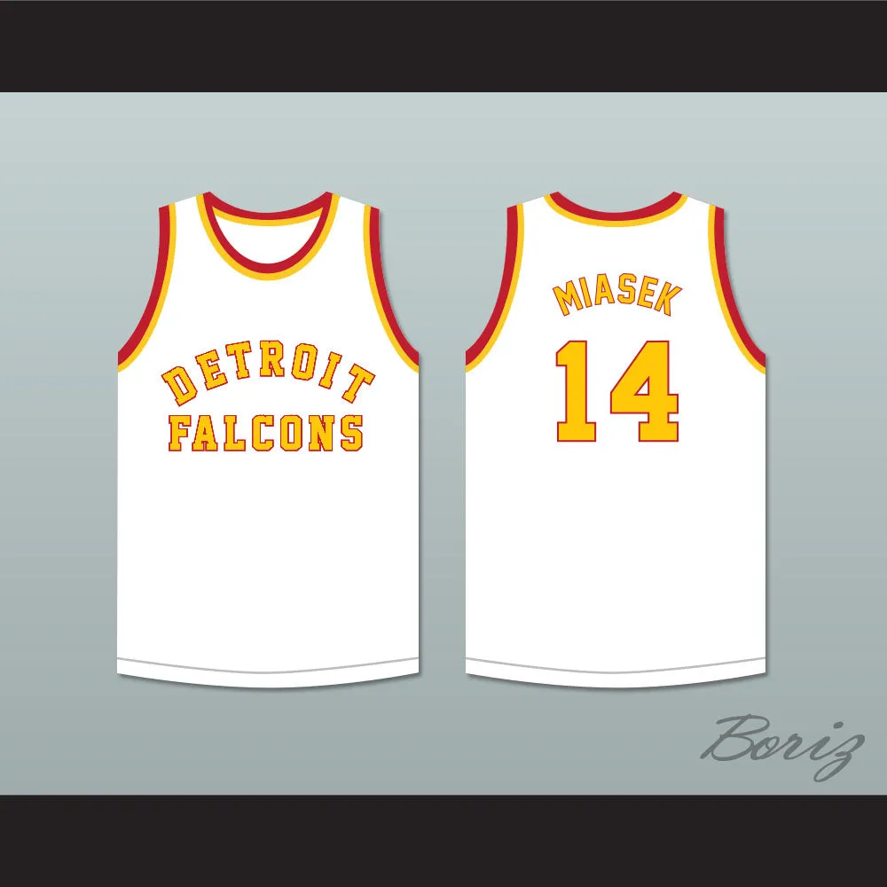 Stan Miasek 14 Detroit Falcons White Basketball Jersey