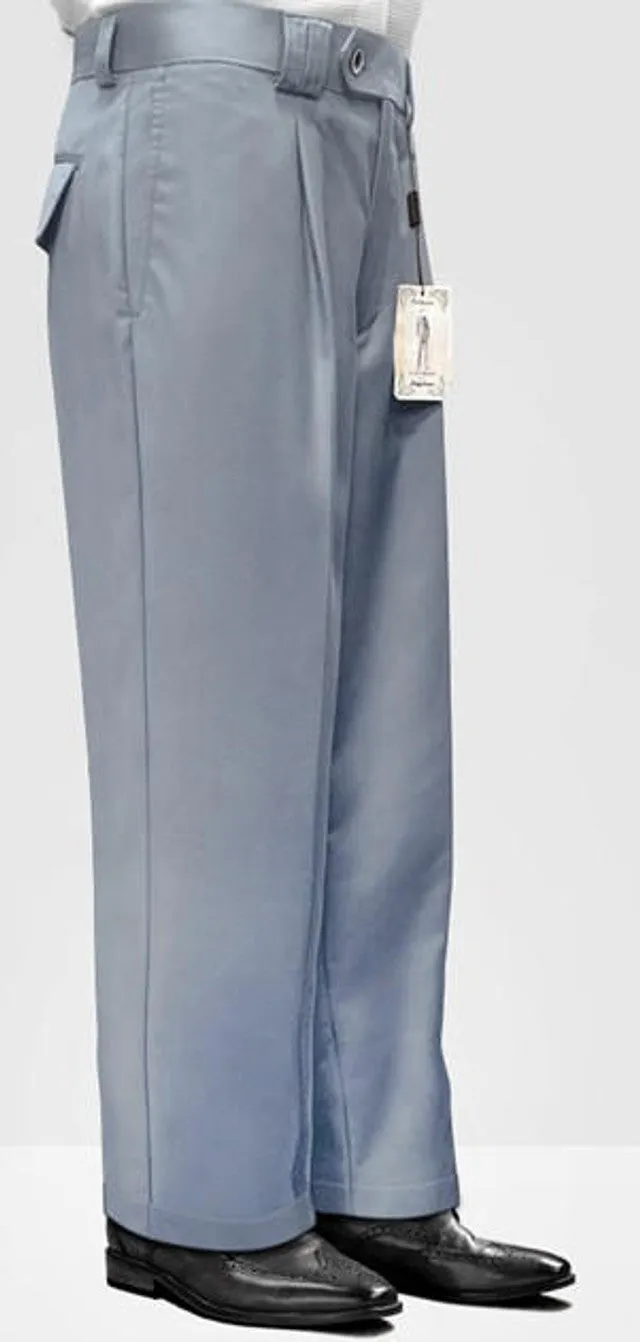 Statement Mens Steel Blue Wool Wide Leg Pants