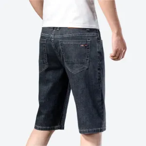 Stretch Denim Knee-Length Casual Shorts