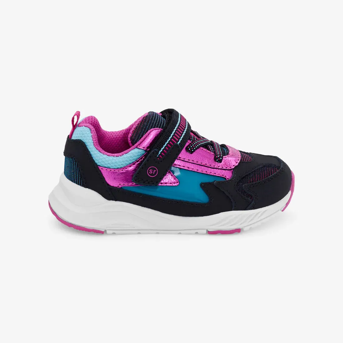 Stride Rite Girls Light-Up Zips Cosmic Sneaker - Black Multi