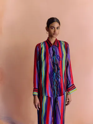 Studio Rigu   I   Womenswear, Western Dhari Shirt Multi Colored Stripe Srdd027