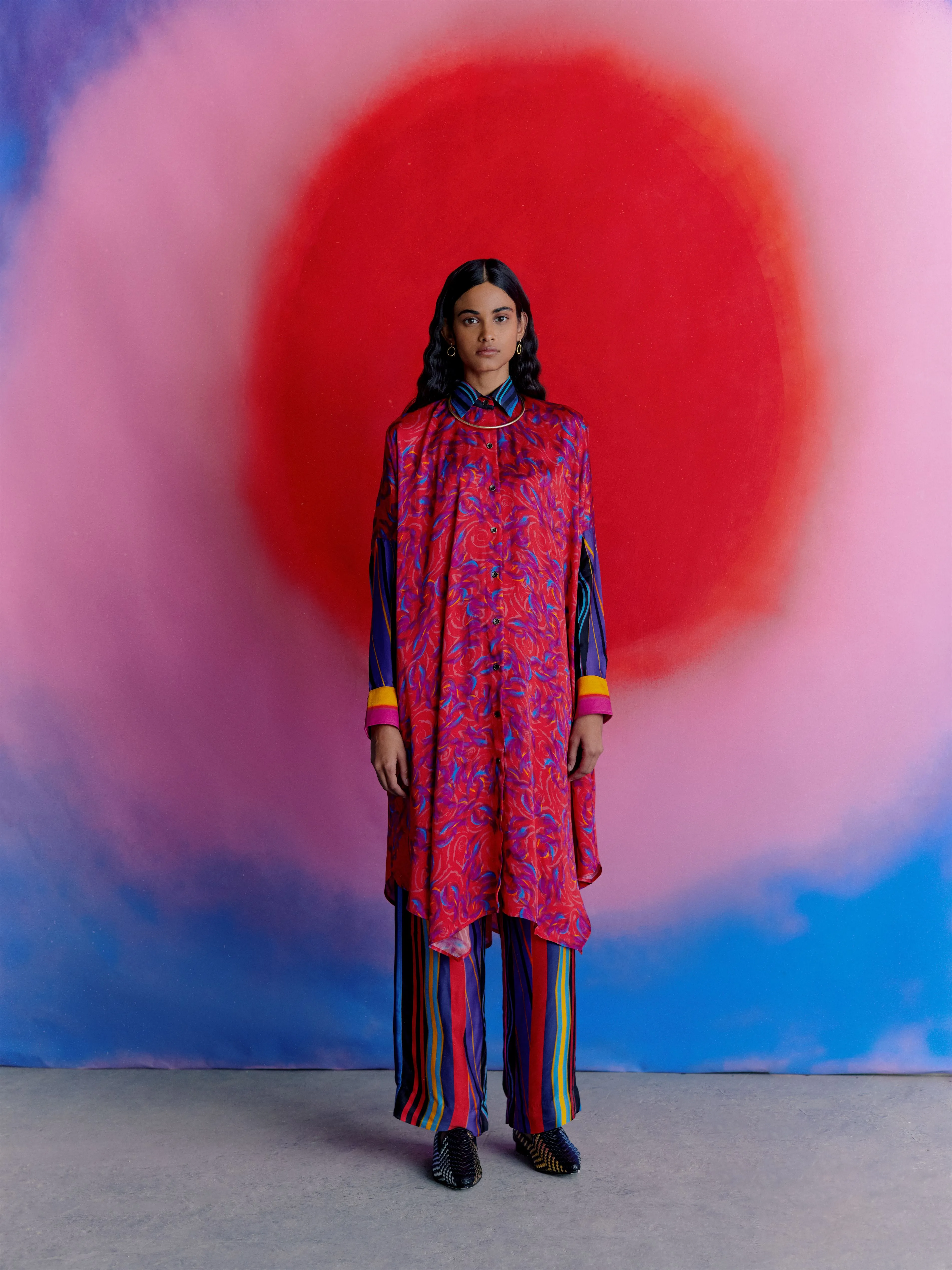 Studio Rigu   I   Womenswear, Western Dhari Straight Trousers  Red/Yellow/Pink/Blue Srdd014