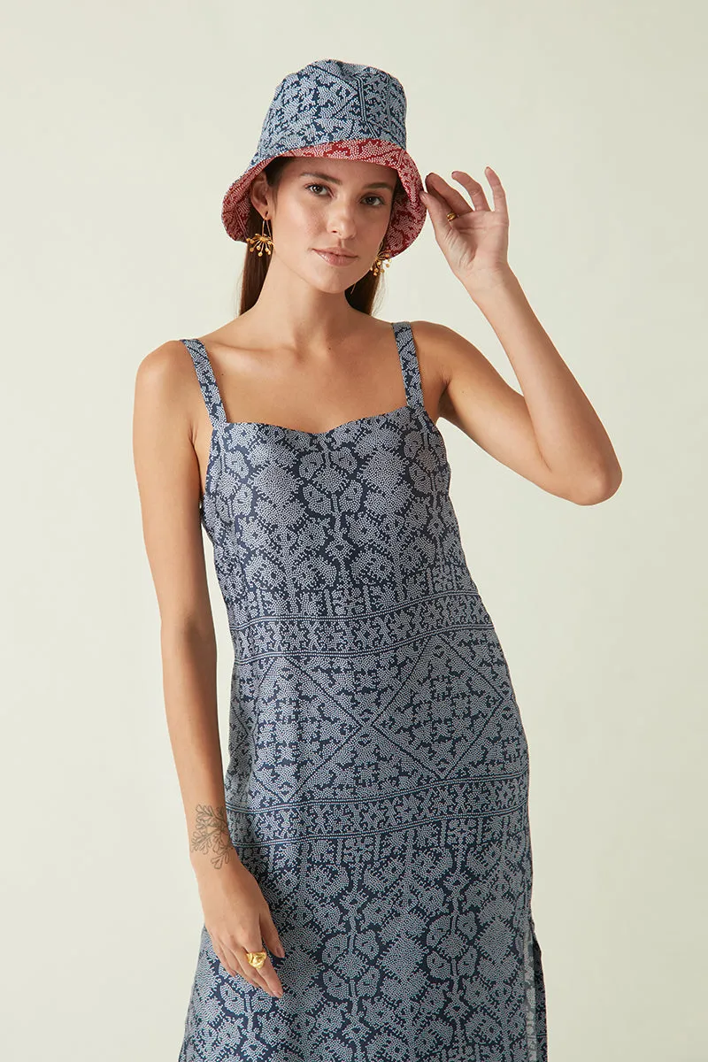 Summer Hat Cotton Satin Berkah Printed-Java E2-Fashion Edit-JV-HAT-04-Payal Pratap