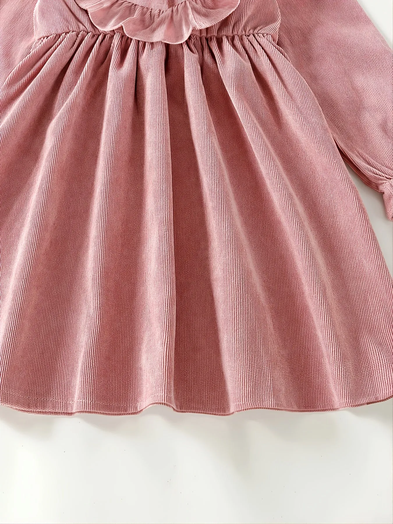 Sweet Ruffled Pink Long-Sleeved Dress for Girls