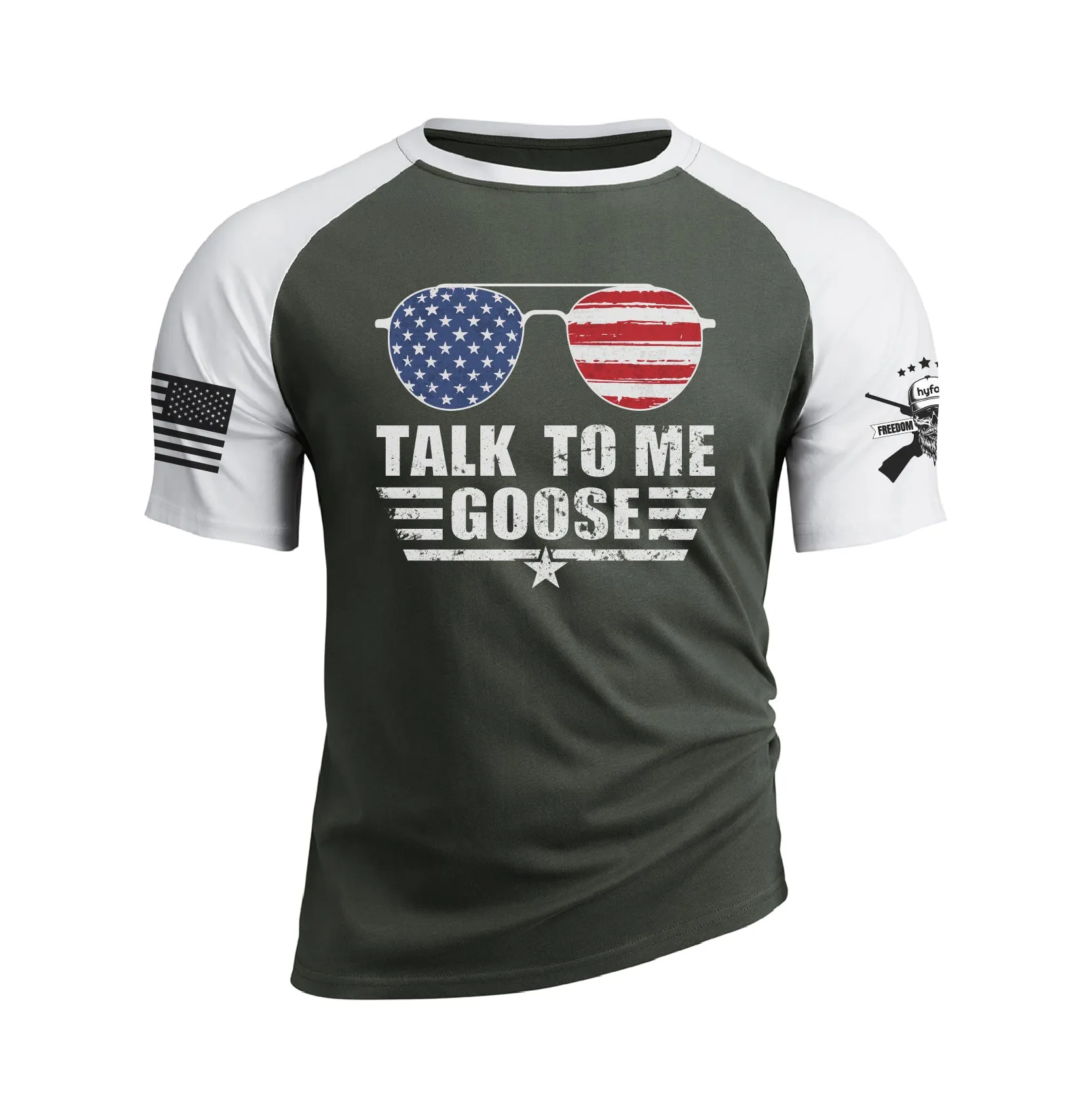 TALK TO ME GOOSE 100% COTTON  RAGLAN GRAPHIC TEE