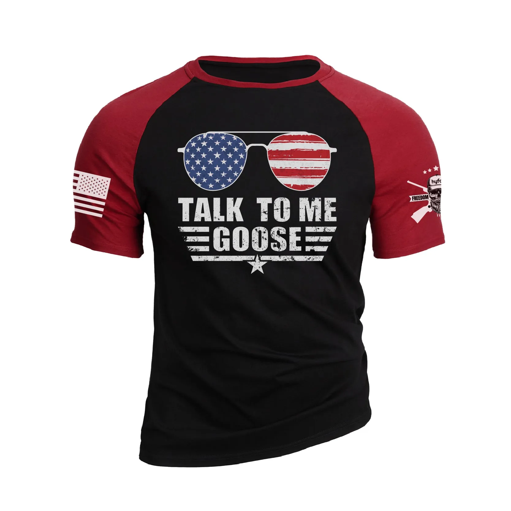 TALK TO ME GOOSE 100% COTTON  RAGLAN GRAPHIC TEE