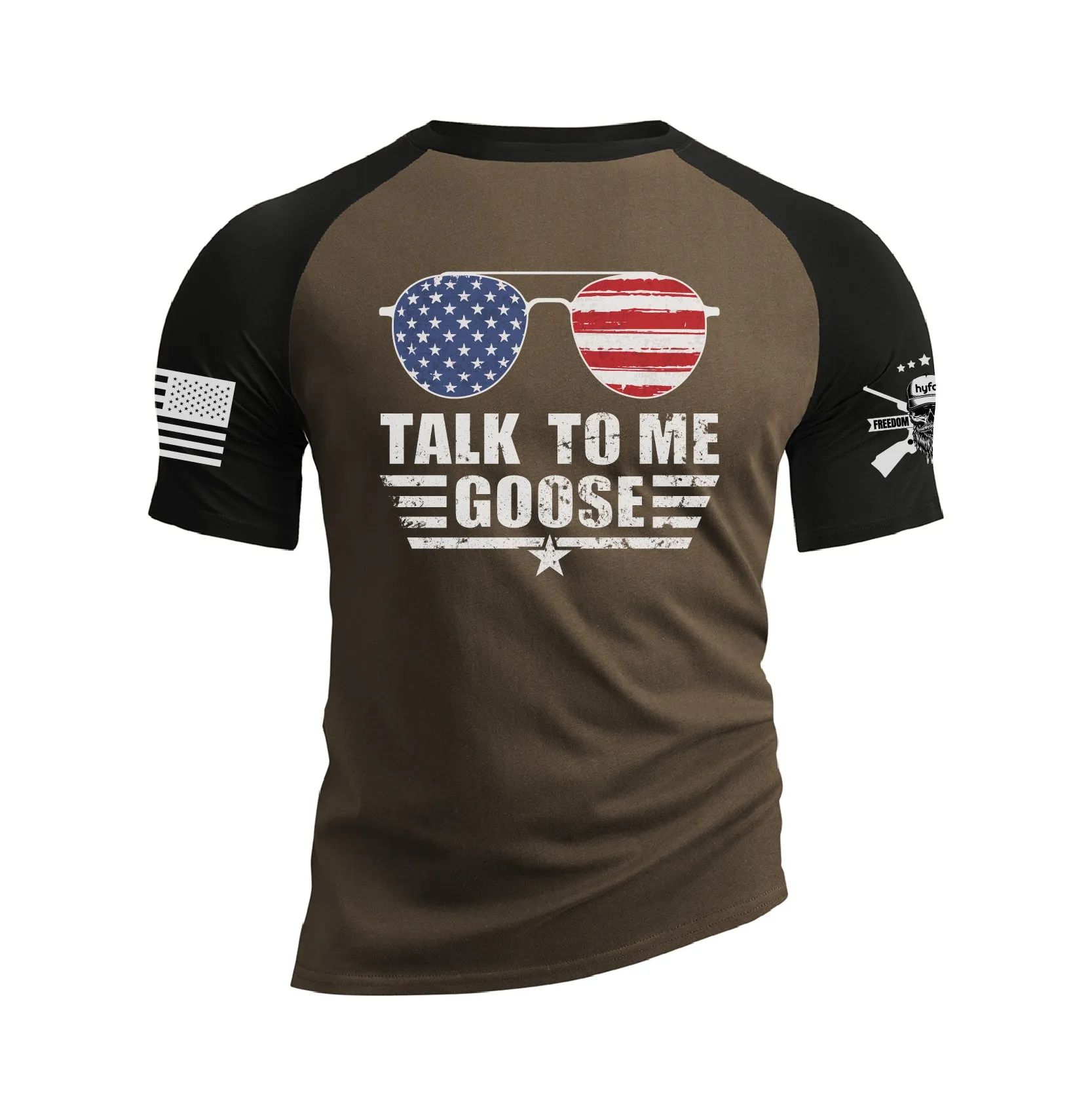 TALK TO ME GOOSE 100% COTTON  RAGLAN GRAPHIC TEE