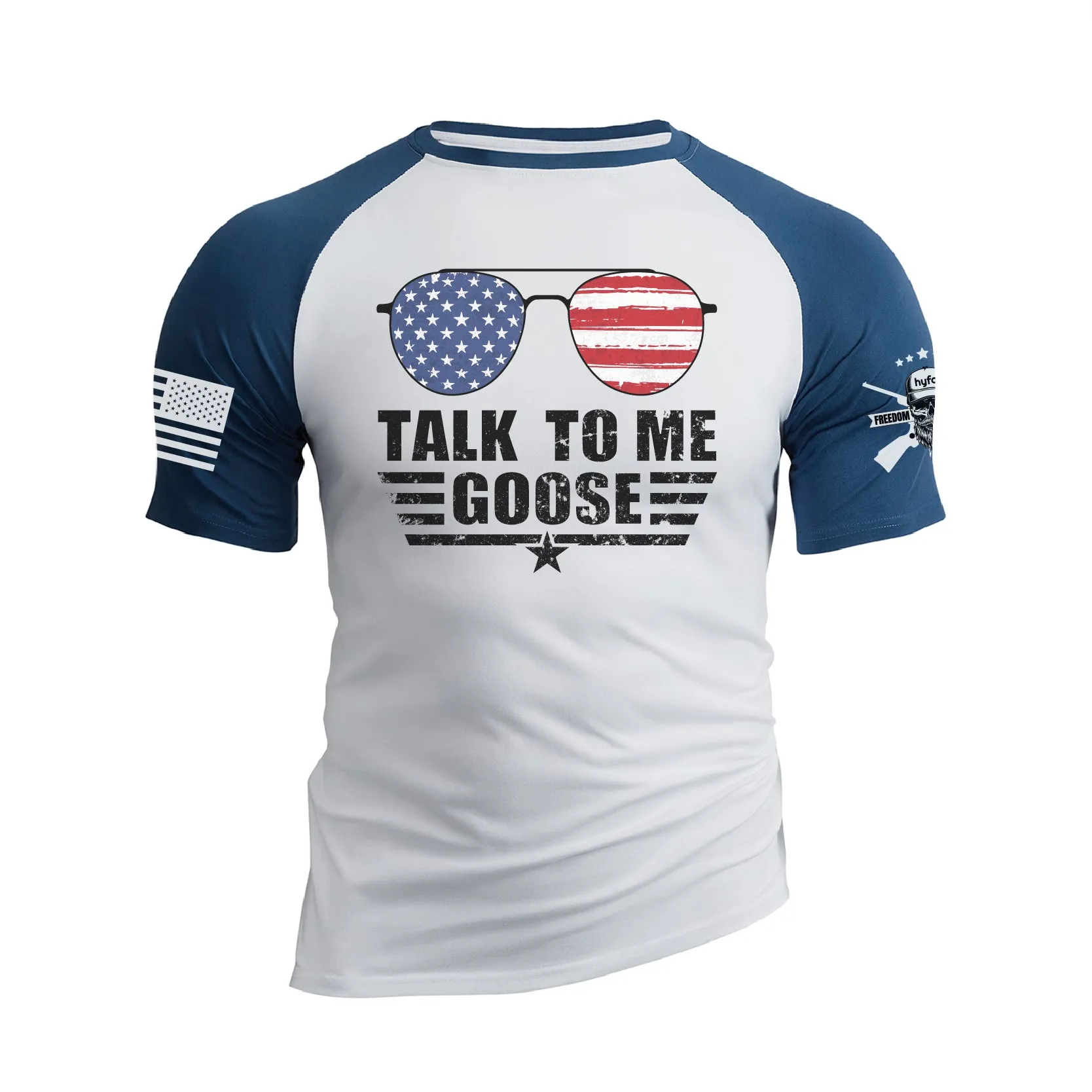 TALK TO ME GOOSE 100% COTTON  RAGLAN GRAPHIC TEE