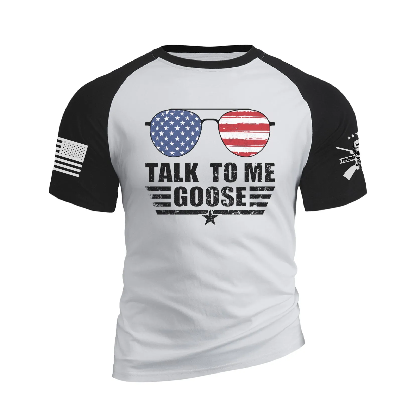 TALK TO ME GOOSE 100% COTTON  RAGLAN GRAPHIC TEE