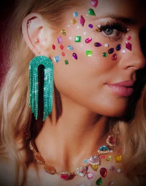 Teal Fringe Earrings
