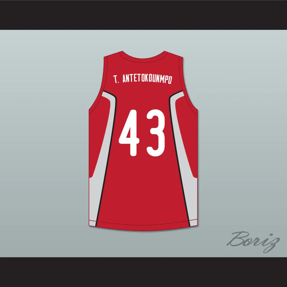 Thanasis Antetokounmpo 43 Filathlitikos A.O Zografou B.C. Red Basketball Jersey 2