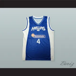 Theodoros Papaloukas 4 Greece Blue Basketball Jersey