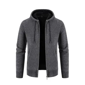 THICKEN FLEECE CHENILLE ZIPPER POCKET HOODED JACKET
