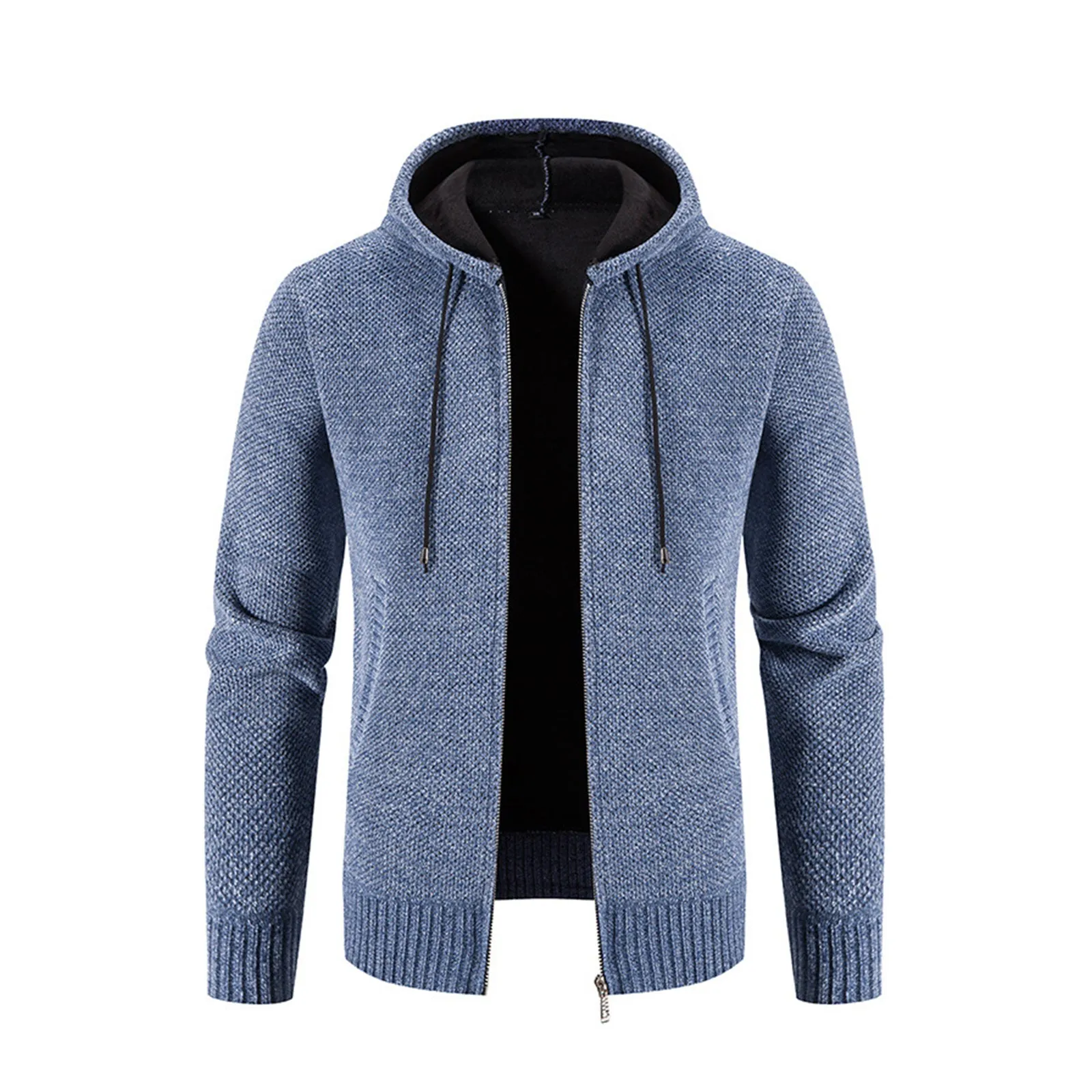 THICKEN FLEECE CHENILLE ZIPPER POCKET HOODED JACKET
