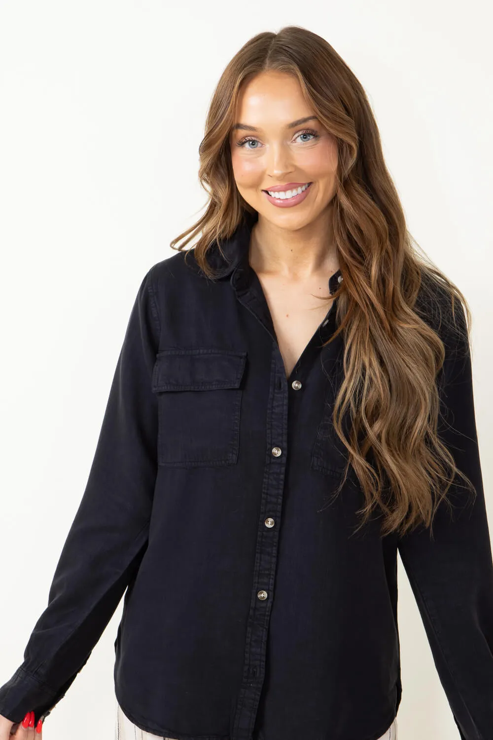 Thread & Supply Radelyn Button Up Shirt for Women in Black | T2599LZTTS-BLACK