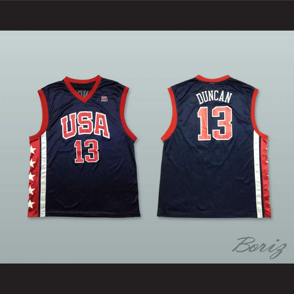 Tim Duncan 13 USA Team Away Basketball Jersey