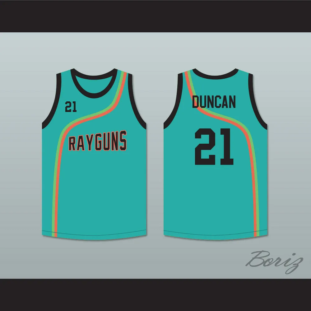 Tim Duncan 21 Roswell Rayguns Teal Basketball Jersey