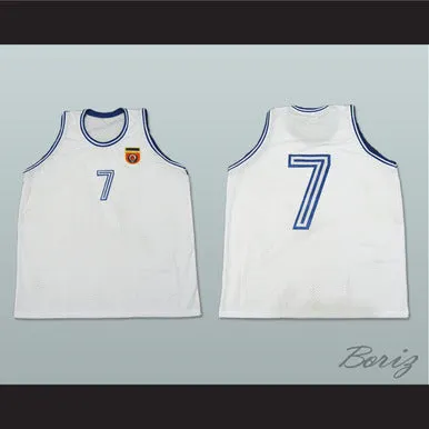 Toni Kukoc 7 Yugoslavia White Basketball Jersey