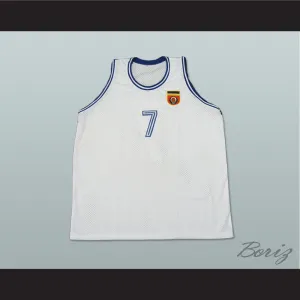 Toni Kukoc 7 Yugoslavia White Basketball Jersey