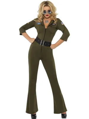 Top Gun Womens 80s Maverick Jumpsuit Costume