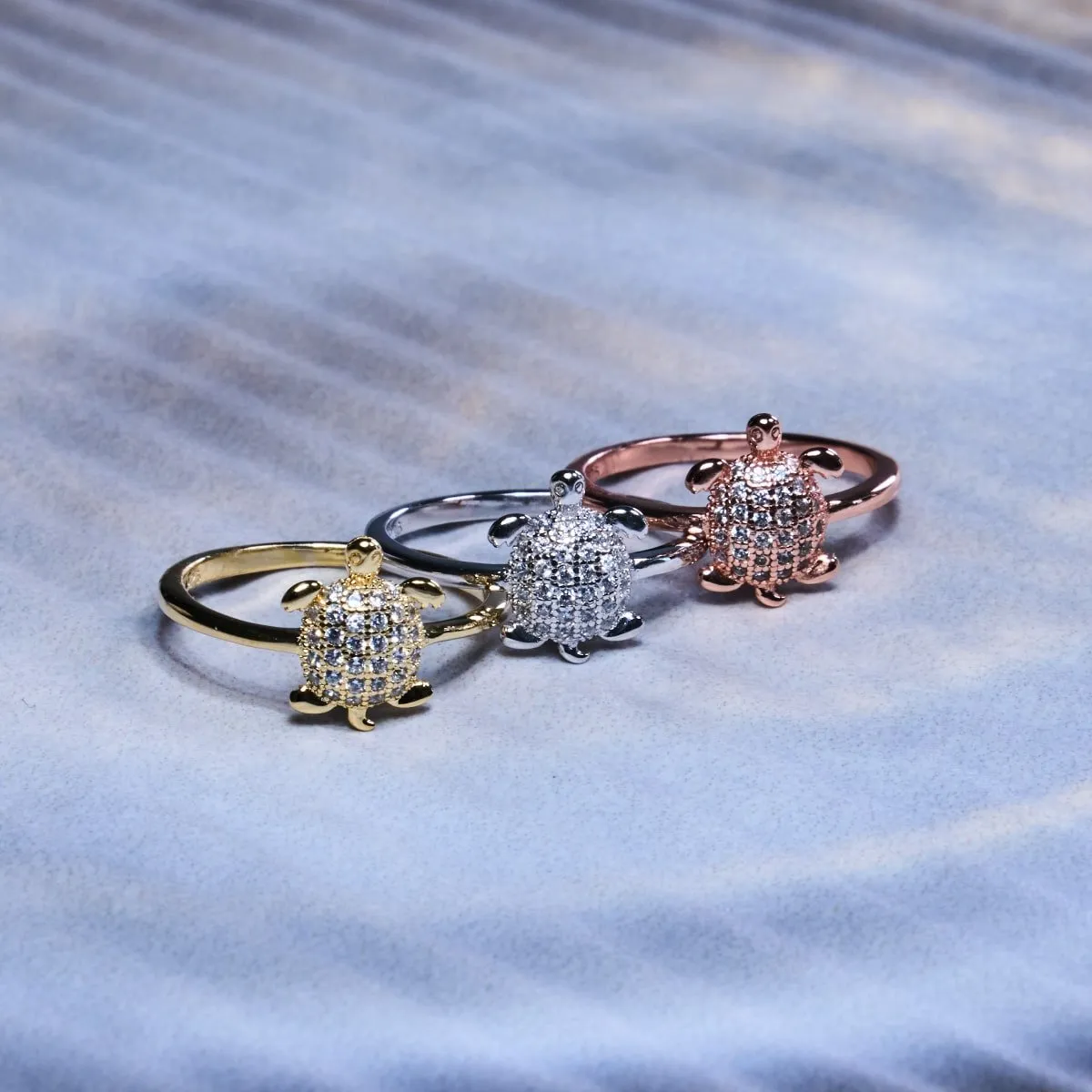 Tortuga | Gold Vermeil | CZ Diamond Sea Turtle Ring