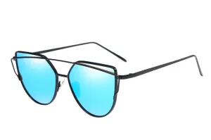 TOYEARN Fashion Vintage Ladies Cat Eye Sunglasses Women Men Brand Designer Rose Gold Twin-Beam Mirror Sun Glasses For Female